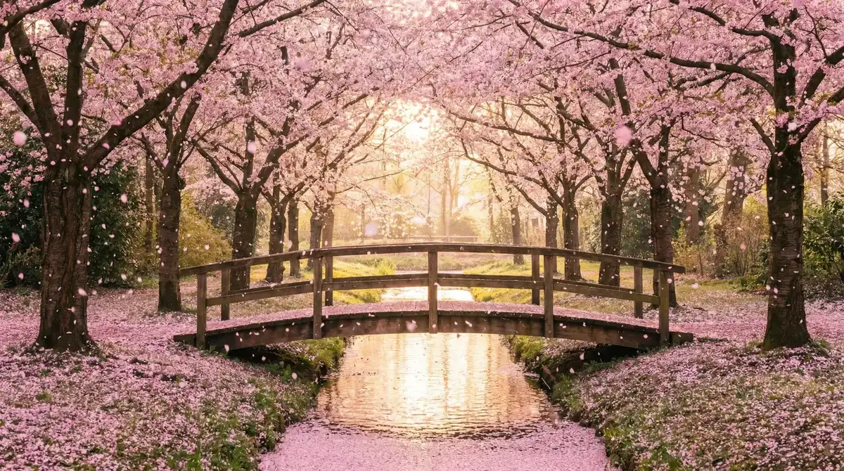 樱花桥畔 - 疼小东西这才一根而已 唯美风景
